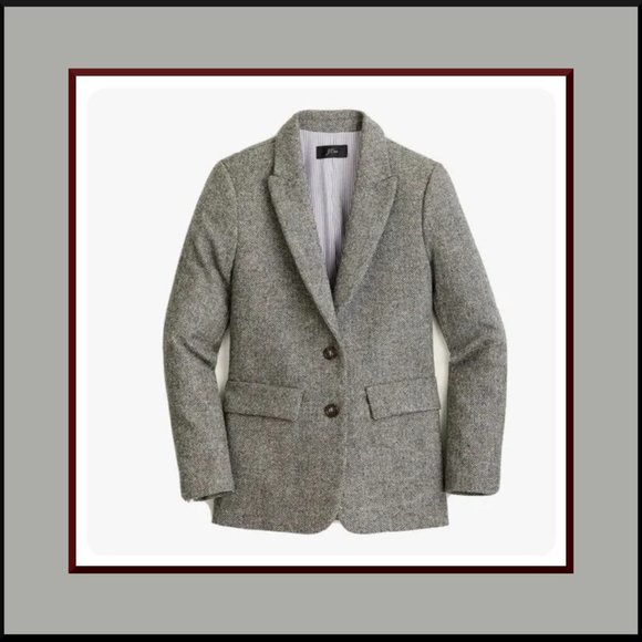 NWT J. Crew Sommerset Blazer/Heather Graphite English Wool Herringbone/Sz 4 - Picture 2 of 6